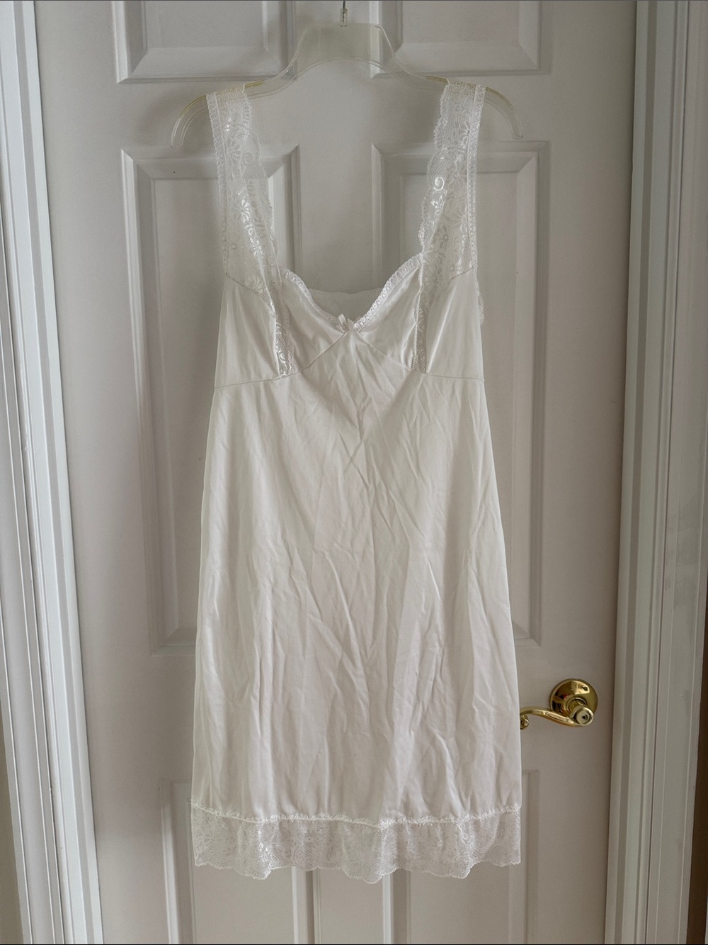 Vintage Bali White Lace-Trim Slip Chemise